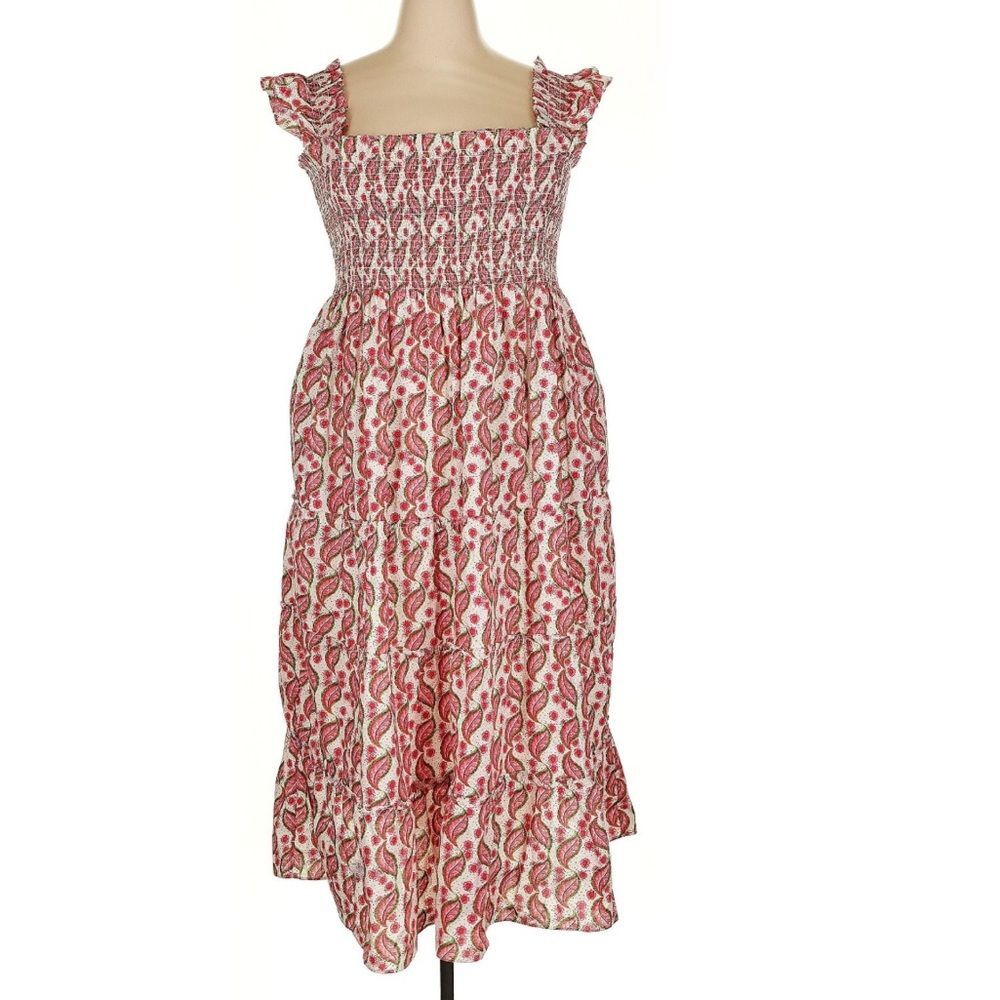 Hill House Ellie Nap Dress Birch Vine Stripe Floral Red Dress Size 4X